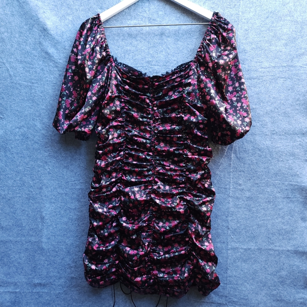 For Love And Lemons Melrose Satin Ruched Mini Dress Pin Up Girl Cocktail - Picture 6 of 12